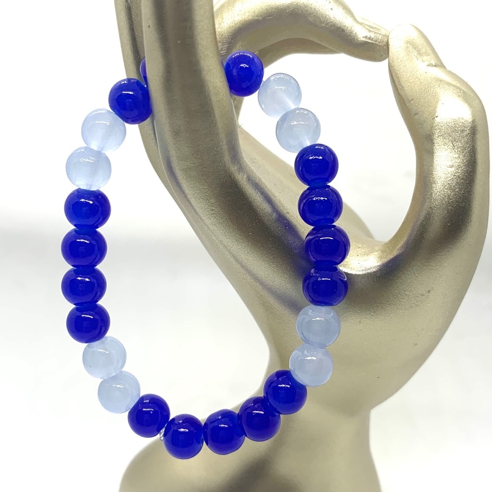 [Royal Breeze] Stretchy Elastic Blue Glass Beaded Bracelet